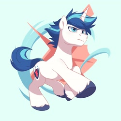 Size: 2048x2048 | Tagged: safe, artist:drtuo4, character:shining armor, species:pony, species:unicorn, male, running, serious, serious face, solo, stallion, unshorn fetlocks