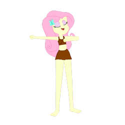 Size: 2449x2449 | Tagged: safe, artist:optimusv42, character:fluttershy, species:human, my little pony:equestria girls, bare midriff, belly, belly button, chest beating, chest pounding, clothing, gorilla, jungle girl, loincloth, shorts, simple background, tarzan, transparent background