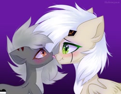 Size: 1800x1400 | Tagged: safe, artist:hydrargyrum, oc, oc only, species:pegasus, species:pony, blushing, boop, licking, lidded eyes, scar, scrunchy face, smiling, tongue out