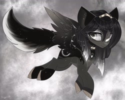 Size: 2048x1638 | Tagged: safe, artist:hydrargyrum, oc, oc only, oc:ishtar, species:sphinx, flying, i can't believe it's not magnaluna, looking at you, smiling, solo, style emulation