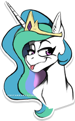 Size: 1877x3014 | Tagged: safe, artist:obscuredragone, character:princess celestia, simple background, sketch, tongue out, transparent background