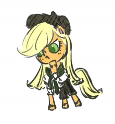 Size: 1755x1900 | Tagged: safe, artist:laya-21, character:applejack, species:earth pony, species:pony, episode:how applejack got her hat back, g4.5, my little pony: pony life, my little pony:pony life, spoiler:pony life s01e04, beret, clothing, female, hat, simple background, solo, white background