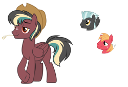 Size: 1024x701 | Tagged: safe, artist:sapphiretwinkle, character:big mcintosh, character:thunderlane, oc, parent:big macintosh, parent:thunderlane, species:pegasus, species:pony, clothing, hat, magical gay spawn, male, offspring, parents:thundermac, simple background, stallion, transparent background