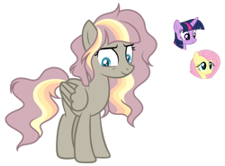 Size: 1024x758 | Tagged: safe, artist:sapphiretwinkle, character:fluttershy, character:twilight sparkle, oc, parent:fluttershy, parent:twilight sparkle, parents:twishy, species:pegasus, species:pony, female, magical lesbian spawn, mare, offspring, simple background, transparent background