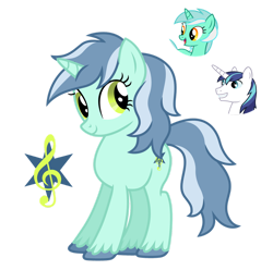 Size: 1280x1269 | Tagged: safe, artist:tenderrain46, character:lyra heartstrings, character:shining armor, oc, parent:lyra heartstrings, parent:shining armor, species:pony, species:unicorn, female, mare, offspring, parents:lyrarmor, simple background, transparent background