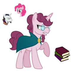 Size: 1280x1288 | Tagged: safe, artist:tenderrain46, character:chancellor neighsay, character:pinkie pie, oc, parent:chancellor neighsay, parent:pinkie pie, species:pony, species:unicorn, crack ship offspring, crack shipping, glasses, male, offspring, parents:pinkiesay, shipping, simple background, solo, stallion, transparent background