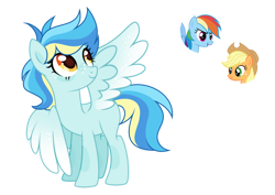 Size: 1024x723 | Tagged: safe, artist:sapphiretwinkle, base used, character:applejack, character:rainbow dash, oc, parent:applejack, parent:rainbow dash, parents:appledash, species:pegasus, species:pony, female, magical lesbian spawn, mare, offspring, simple background, transparent background, two toned wings, wings