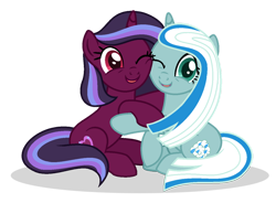 Size: 1024x754 | Tagged: safe, artist:sapphiretwinkle, base used, oc, oc only, oc:shadow heart, oc:tender rain, parent:king sombra, parent:twilight sparkle, parents:twibra, species:pony, species:unicorn, female, mare, offspring, simple background, transparent background