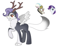 Size: 1024x726 | Tagged: safe, artist:sapphiretwinkle, character:discord, character:rarity, oc, parent:discord, parent:rarity, parents:raricord, glasses, hybrid, interspecies offspring, male, offspring, simple background, transparent background