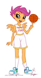 Size: 390x744 | Tagged: safe, artist:vertizontal, character:scootaloo, species:pegasus, species:pony, my little pony:equestria girls, basketball, equestria girls-ified, skinny, winged humanization