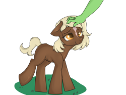 Size: 4000x3000 | Tagged: safe, artist:dumbwoofer, oc, oc:anon, species:earth pony, species:human, species:pony, /ourfilly/, eyes open, female, filly, happy, head pat, pat, ponified, ribs, simple background, thin, transparent background, verity