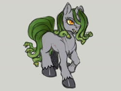 Size: 1600x1200 | Tagged: safe, artist:noupie, species:pony, gorgon, gray background, medusa, ponified, simple background, solo