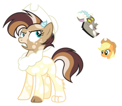 Size: 1024x888 | Tagged: safe, artist:sapphiretwinkle, character:applejack, character:discord, oc, parent:applejack, parent:discord, parents:applecord, female, hybrid, interspecies offspring, offspring, simple background, transparent background