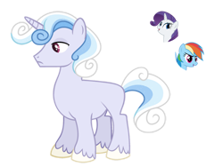 Size: 1024x769 | Tagged: safe, artist:sapphiretwinkle, character:rainbow dash, character:rarity, oc, parent:rainbow dash, parent:rarity, parents:raridash, species:pony, species:unicorn, magical lesbian spawn, male, offspring, simple background, stallion, transparent background