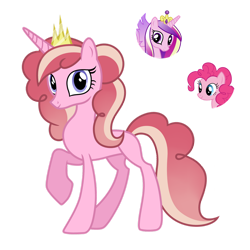 Size: 1280x1278 | Tagged: safe, artist:tenderrain46, character:pinkie pie, character:princess cadance, oc, parent:pinkie pie, parent:princess cadance, species:pony, species:unicorn, female, magical lesbian spawn, mare, offspring, parents:pinkiedance, simple background, transparent background