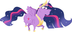 Size: 1280x584 | Tagged: safe, artist:hazardous-andy, character:bulk biceps, character:twilight sparkle, character:twilight sparkle (alicorn), species:alicorn, species:pony, episode:the last problem, g4, my little pony: friendship is magic, buff, crown, female, hoof shoes, jewelry, mare, muscles, peytral, princess twilight 2.0, regalia, simple background, solo, transparent background, vector, vein bulge, what has magic done