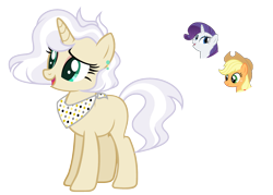 Size: 2699x1937 | Tagged: safe, artist:sapphiretwinkle, character:applejack, character:rarity, parent:applejack, parent:rarity, parents:rarijack, species:pony, species:unicorn, ship:rarijack, female, lesbian, magical lesbian spawn, mare, offspring, shipping, simple background, transparent background