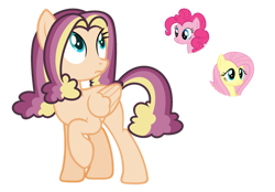 Size: 1024x711 | Tagged: safe, artist:sapphiretwinkle, character:fluttershy, character:pinkie pie, parent:fluttershy, parent:pinkie pie, parents:flutterpie, species:pegasus, species:pony, g4, female, magical lesbian spawn, mare, offspring, simple background, transparent background