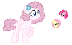 Size: 1024x637 | Tagged: safe, artist:sapphiretwinkle, character:fluttershy, character:pinkie pie, parent:fluttershy, parent:pinkie pie, parents:flutterpie, species:pegasus, species:pony, g4, female, magical lesbian spawn, mare, offspring, simple background, transparent background