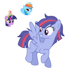 Size: 1280x1209 | Tagged: safe, artist:tenderrain46, character:rainbow dash, character:twilight sparkle, oc, parent:rainbow dash, parent:twilight sparkle, parents:twidash, species:pony, g4, big crown thingy, element of magic, female, jewelry, magical lesbian spawn, mare, offspring, regalia, simple background, transparent background