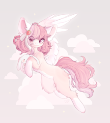 Size: 1789x2000 | Tagged: safe, artist:dusty-onyx, oc, oc:linen, species:pegasus, species:pony, species:rabbit, g4, animal, colored wings, female, mare, solo, wings