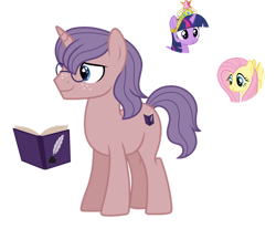 Size: 1280x1060 | Tagged: safe, artist:tenderrain46, character:fluttershy, character:twilight sparkle, parent:fluttershy, parent:twilight sparkle, parents:twishy, species:pony, species:unicorn, g4, big crown thingy, element of magic, glasses, jewelry, magical lesbian spawn, male, offspring, regalia, simple background, stallion, transparent background