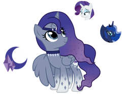 Size: 1280x984 | Tagged: safe, artist:tenderrain46, character:princess luna, character:rarity, oc, parent:princess luna, parent:rarity, parents:rariluna, species:alicorn, species:pony, g4, female, magical lesbian spawn, mare, offspring, simple background, transparent background
