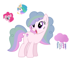 Size: 1280x1100 | Tagged: safe, artist:tenderrain46, character:pinkie pie, character:princess celestia, oc, parent:pinkie pie, parent:princess celestia, parents:pinkielestia, species:earth pony, species:pony, g4, female, magical lesbian spawn, mare, offspring, simple background, transparent background