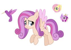 Size: 1280x891 | Tagged: safe, artist:tenderrain46, character:fluttershy, character:princess cadance, oc, parent:fluttershy, parent:princess cadance, parents:flutterdance, species:pegasus, species:pony, g4, female, magical lesbian spawn, mare, offspring, simple background, transparent background