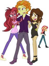 Size: 3761x5025 | Tagged: safe, artist:urhangrzerg, character:adagio dazzle, character:sunset shimmer, oc, oc:mezma, g4, my little pony:equestria girls, allegro amoroso, equestria guys, male, rule 63, simple background, transparent background