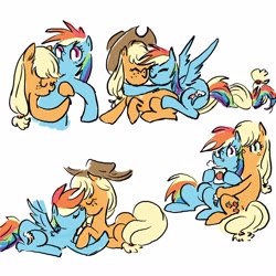 Size: 3000x3000 | Tagged: safe, artist:laya-21, character:applejack, character:rainbow dash, species:earth pony, species:pegasus, species:pony, ship:appledash, g4, female, kissing, lesbian, shipping, simple background
