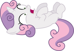 Size: 330x226 | Tagged: safe, artist:deadparrot22, character:sweetie belle, female, on back, simple background, solo, svg, transparent background, vector