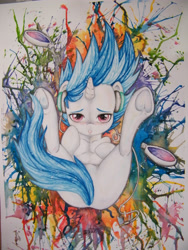 Size: 2736x3648 | Tagged: safe, artist:dantethehuman, character:dj pon-3, character:vinyl scratch, species:pony, g4, female, solo, strategically covered, traditional art, underhoof