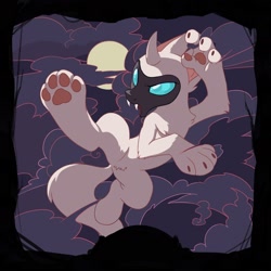 Size: 2008x2008 | Tagged: safe, artist:drtuo4, oc, species:changeling, g4, changeling oc, clothing, costume, kicking, paw gloves, paw prints, solo