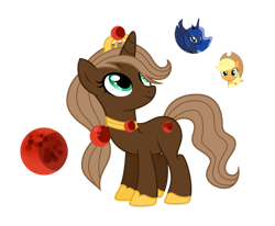 Size: 1280x1057 | Tagged: safe, artist:tenderrain46, character:applejack, character:princess luna, oc, parent:applejack, parent:princess luna, parents:lunajack, species:pony, species:unicorn, g4, crown, female, jewelry, magical lesbian spawn, mare, offspring, regalia, simple background, transparent background
