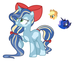 Size: 1024x850 | Tagged: safe, artist:sapphiretwinkle, character:applejack, character:princess luna, parent:applejack, parent:princess luna, parents:lunajack, species:pony, species:unicorn, g4, bow, female, hair bow, magical lesbian spawn, mare, offspring, simple background, transparent background