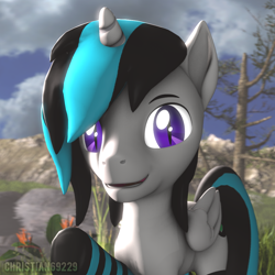 Size: 1000x1000 | Tagged: safe, artist:christian69229, oc, oc only, oc:luke quint, species:alicorn, species:pony, g4, 3d, alicorn oc, bust, clothing, horn, looking at you, male, portrait, socks, solo, source filmmaker, stallion, striped socks, wings