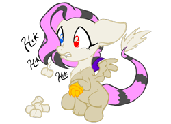 Size: 550x400 | Tagged: safe, artist:inkwell, oc, oc only, oc:timid turvy, parent:discord, parent:fluttershy, parents:discoshy, hybrid, interspecies offspring, marshmallow, offspring, simple background, solo, transparent background