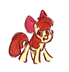 Size: 640x666 | Tagged: safe, artist:laya-21, character:apple bloom, species:earth pony, species:pony, g4, bow, female, filly, hair bow, simple background, smiling, solo, white background
