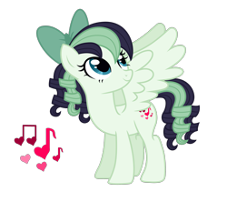 Size: 4695x4163 | Tagged: safe, artist:tenderrain46, oc, parent:coloratura, parent:songbird serenade, parents:colorenade, species:pegasus, species:pony, g4, bow, female, hair bow, magical lesbian spawn, mare, offspring, simple background, solo, transparent background