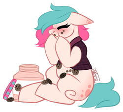 Size: 544x496 | Tagged: safe, artist:inspiredpixels, oc, oc:wyrenth knute, species:pony, g4, cookie, cookie jar, female, food, mare, simple background, solo, transparent background
