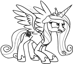 Size: 1373x1200 | Tagged: safe, artist:soctavia, character:princess cadance, species:alicorn, species:pony, g4, angry, crown, female, hoof shoes, jewelry, mare, regalia, scowl, sketch, snarling, solo, teeth, wings, wip