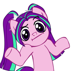 Size: 945x945 | Tagged: safe, artist:nano23823, base used, character:aria blaze, species:earth pony, species:pony, g4, .svg available, :i, bust, equestria girls ponified, eyelashes, female, looking at you, mare, ponified, shrug, shrugpony, simple background, solo, svg, transparent background, underhoof, vector