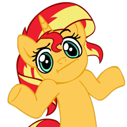 Size: 945x945 | Tagged: safe, artist:nano23823, base used, character:sunset shimmer, species:pony, species:unicorn, g4, .svg available, :i, bust, eyelashes, female, mare, shrug, shrugpony, shrugset shimmer, simple background, solo, svg, transparent background, underhoof, vector