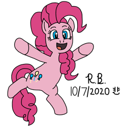 Size: 1167x1184 | Tagged: safe, artist:royalsmurf, artist:smurfettyblue, character:pinkie pie, species:earth pony, species:pony, g4, best pony, date, pinkie pie day, pinkie pie day 2020, png, signature, simple background, solo, transparent background