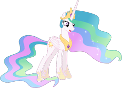 Size: 999x718 | Tagged: safe, artist:nano23823, character:princess celestia, species:alicorn, species:pony, episode:princess twilight sparkle, g4, my little pony: friendship is magic, .svg available, ethereal mane, female, galaxy mane, hoof shoes, jewelry, mare, peytral, simple background, svg, tiara, transparent background, vector