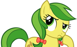 Size: 1085x661 | Tagged: safe, artist:nano23823, character:apple fritter, species:earth pony, species:pony, g4, .svg available, apple family member, bow, eyelashes, female, hair bow, mare, simple background, solo, svg, thinking, transparent background, vector