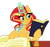 Size: 152x142 | Tagged: safe, artist:light262, artist:nano23823, character:sunset shimmer, species:pony, species:unicorn, g4, my little pony:equestria girls, book, bust, female, glasses, glowing horn, hoof hold, horn, inkwell, magic, mare, picture for breezies, quill, simple background, smiling, solo, studying, svg, telekinesis, transparent background, vector