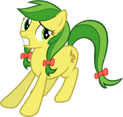 Size: 634x602 | Tagged: safe, artist:nano23823, character:apple fritter, species:earth pony, species:pony, g4, .svg available, apple family member, bow, eyelashes, female, gritted teeth, hair bow, mare, simple background, solo, svg, transparent background, vector, worried