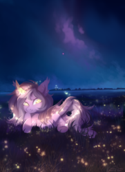 Size: 1000x1382 | Tagged: safe, artist:magicbalance, oc, oc only, oc:nebula eclipse, species:bat pony, g4, bat pony oc, bat wings, commission, firefly, insect, night, solo, wings, ych result